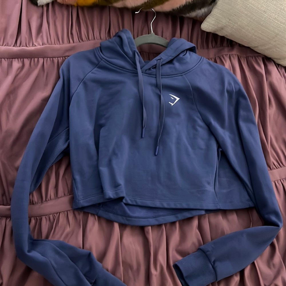 Deep Blue Gymshark Crop Hoodie